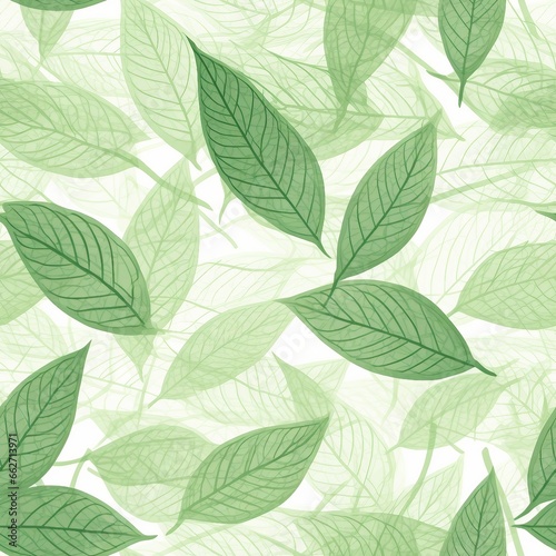 Seamless green leaves pattern. generative ai.