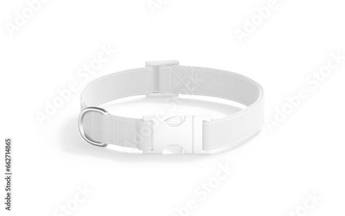 Blank white dog collar with plastic buckle mockup, side view