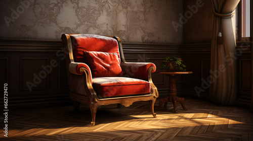 Armchair in striped cream interior