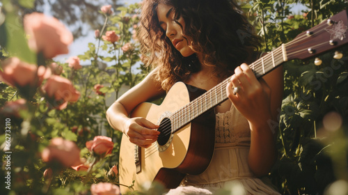 Breezy Serenades: Hippies Jamming in Nature's Embrace, Generative AI