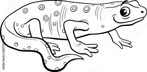 cartoon newt amphibian animal character coloring page