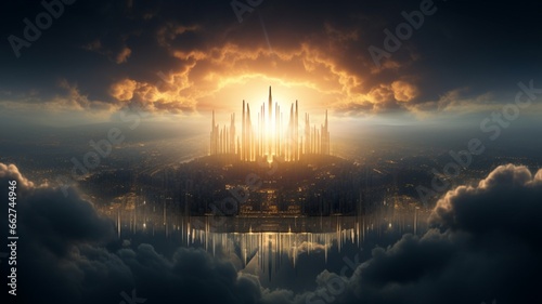 City with castle background medieval town wallpaper image Ai generated art