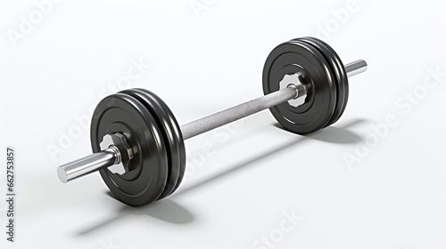 Close up of a barbell on a white surface 