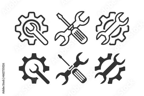 Service icons set. Wrench, screwdriver and gear icon set. Vector illustration design.