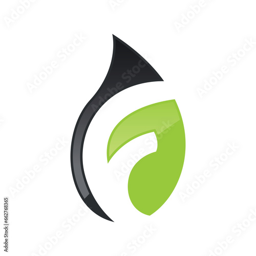 Letter f leaf negative space vector template logo design. Abstract illustration of letter f and leaf combination, simple flat style