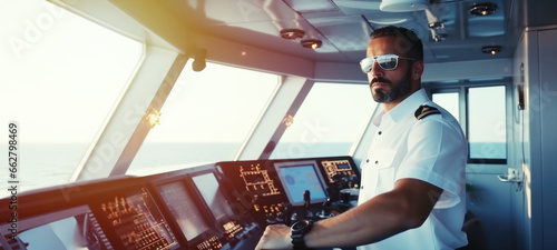 Captain in control of the cruise, Navigation officer on watch during cargo operations, security control room, Pirate boat, VHF radio, Commercial shipping, Cargo ship, Large cruise shipcabins
