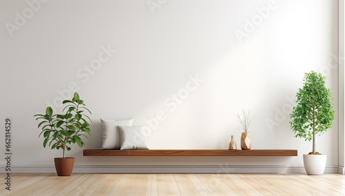 Modern interior with mockup background wall and beautiful decoration.