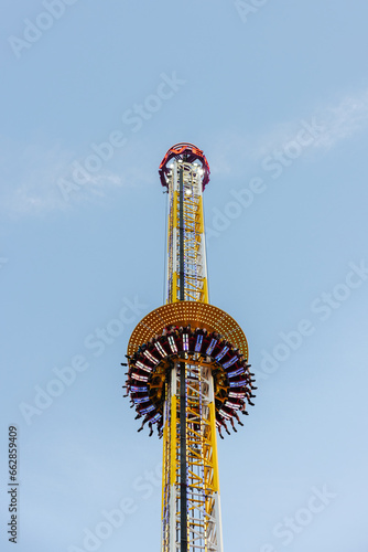 Drop tower at the Oktoberfest in Munich, Germany