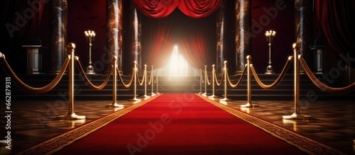 Grand entrance on red carpet With copyspace for text