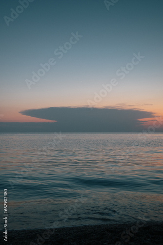 sea, sky, clouds, sunset, ocean, evening, photo