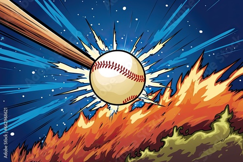 Zooming Home Run Baseball Clipart: Baseball Zips Out of Scene!, generative AI