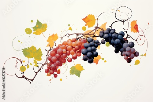 Grapes Abstracted: Minimalist Vineyard Wine Tasting Invitation Design, generative AI