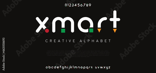 Xmart Abstract minimal modern alphabet fonts. Typography technology vector illustration