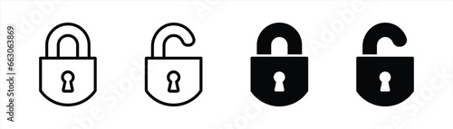 padlock icon set. open and close padlock icon. security icon symbol sign. vector illustration