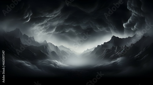 dark panoramic view with haze background