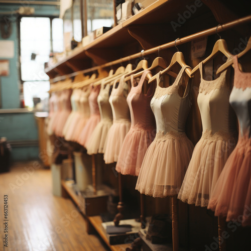 ballet tutus, dresses for ballerinas hanging on hangers in the dressing room, theater, performance, dance outfit, beautiful fabric, backstage, dressing room, festive, clothes, closet, wardrobe