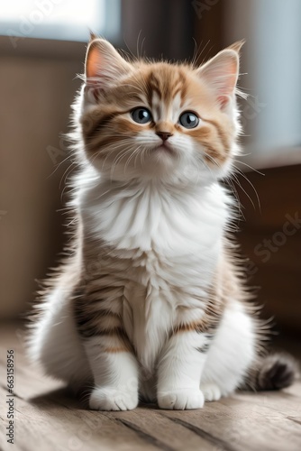 A picture of a cute munchkin kitten.the sitting figure of a cat. Generative AI