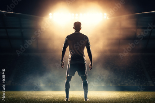 Football, a soccer player standing ready on the stadium