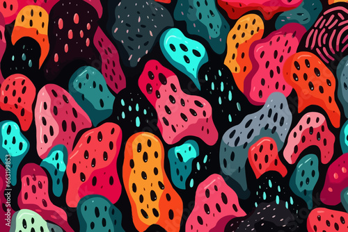 Lava rocks quirky doodle pattern, wallpaper, background, cartoon, vector, whimsical Illustration