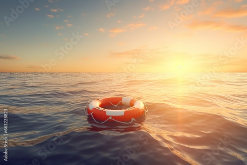 lifebuoy in the sea.AI Generated