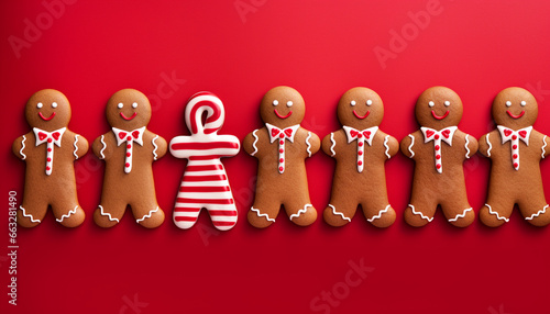 gingerbread man on red background