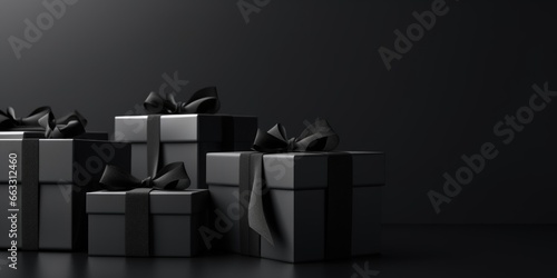 A group of black and white gift boxes, Black Friday background