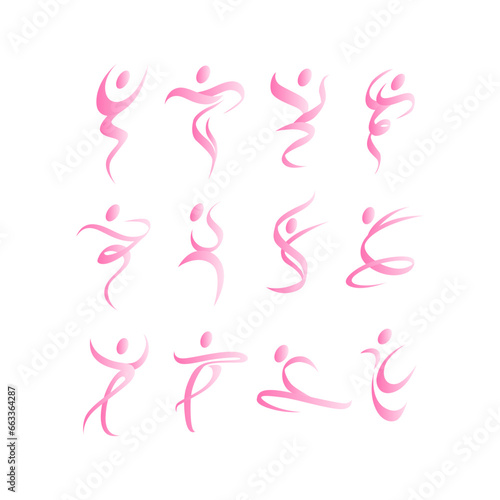 Set of Abstract people dancing icon logo template vector illustration