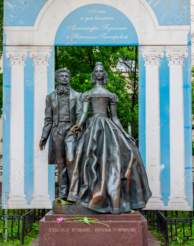 Aleksander Pushkin and Natalia Goncharova Monument on Old Arbat street, Moscow, Russia