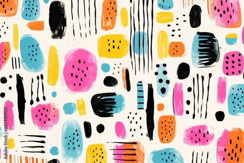Grunge textures quirky doodle pattern, wallpaper, background, cartoon, vector, whimsical Illustration
