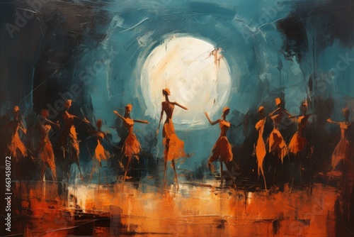 Graceful moonlit dancers, moving in perfect synchrony with the celestial rhythms - Generative AI