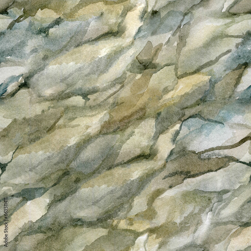 Abstract marble texture seamless pattern. Hand painted watercolor natural stone background.