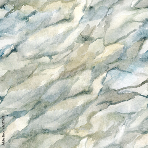 Abstract marble texture seamless pattern. Hand painted watercolor natural stone background.