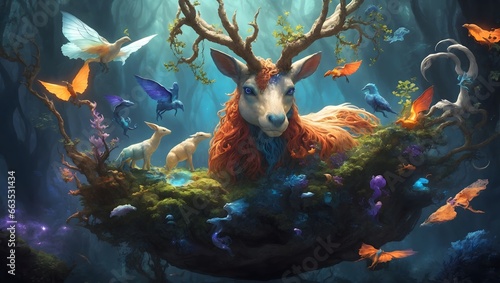 An Enchanting Artwork That Brings To Life A World Of Imaginative Fantasy Creatures Where Magical Beings And Mythical Animals Roam AI Generative