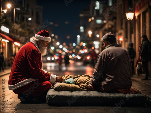 A Magia da Partilha: Papai Noel Ilumina o Natal de um Morador de Rua