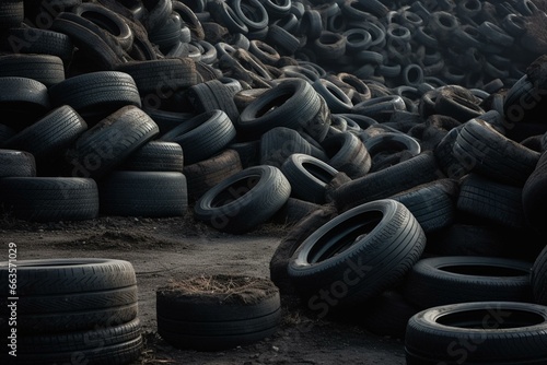 piles of old tires. Generative AI