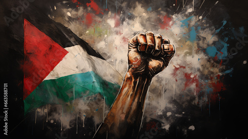 Resistance hand with Palestine flag