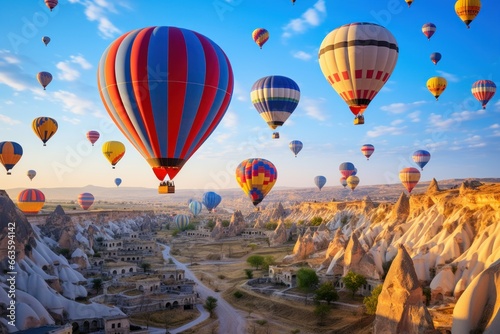 Hot air balloon festival in Cappadocia, a sky filled with floating colors