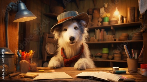 Picture of a Sheepdog as a Detective Solving a Mystery