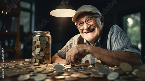 A grandpa proudly displaying his cherished collection of vintage coins