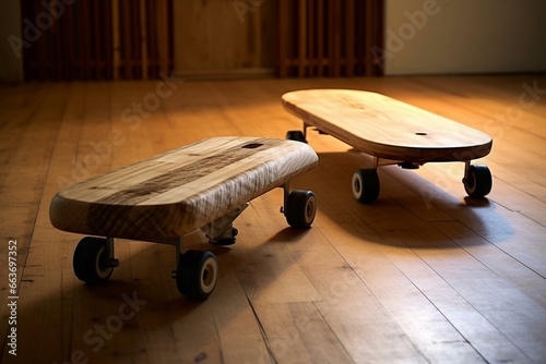 Empty skateboard prototype, both sides. Generative AI