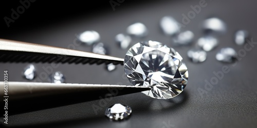 luxury diamonds in tweezers on black background