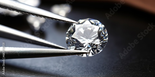 luxury diamonds in tweezers on black background