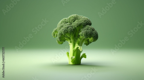 Broccoli, blank space on the left background, World vegan day.generative ai