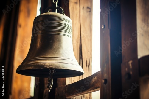 close-up of church bell in tower