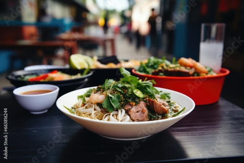 pho served in a street food setting