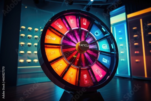 Roulette wheel in casino. Casino concept. 3D Rendering, Fortune wheel for sales promo event, AI Generated