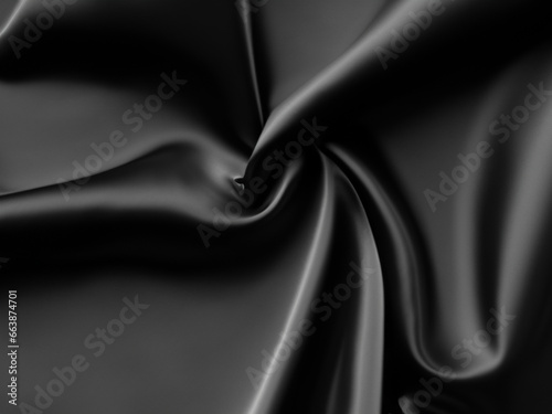 close up black silk fabric texture