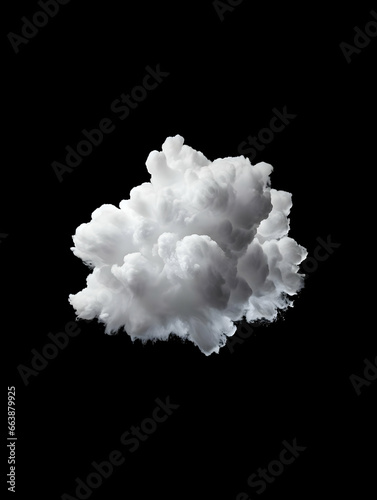 Little tiny realistic cloud solid black background. High quality
