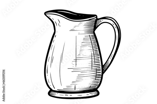 jug or pitcher hand drawn ink sketch. Engraved style vector illustration