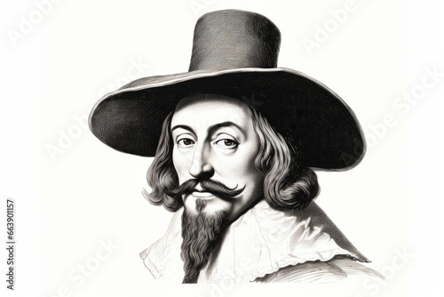 Vintage engraving portrait of Guy Fawkes who plotted to blow up Westminster Palace